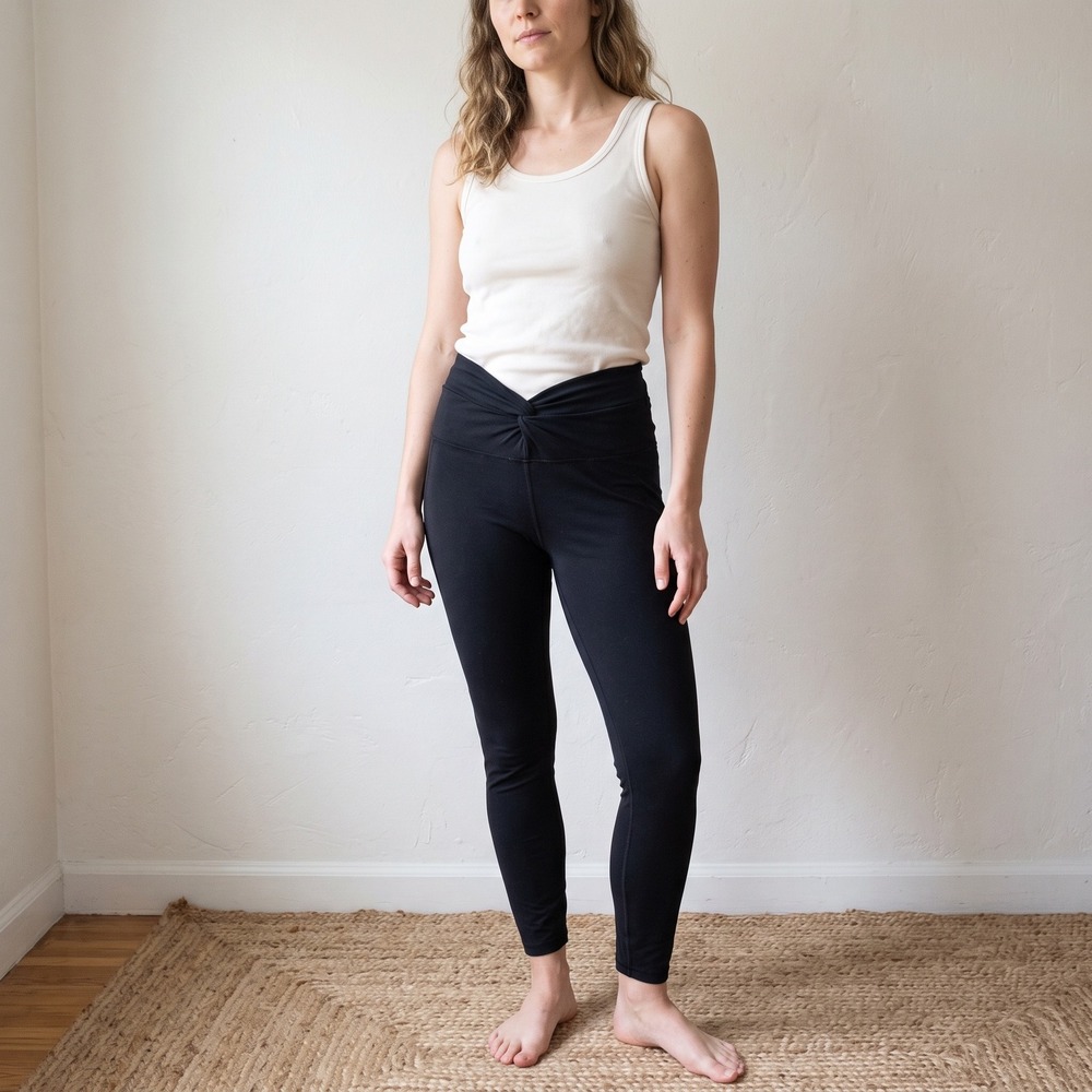 Free People Movement Womens Leggings XL Black Twist Front Ruched Athleisure